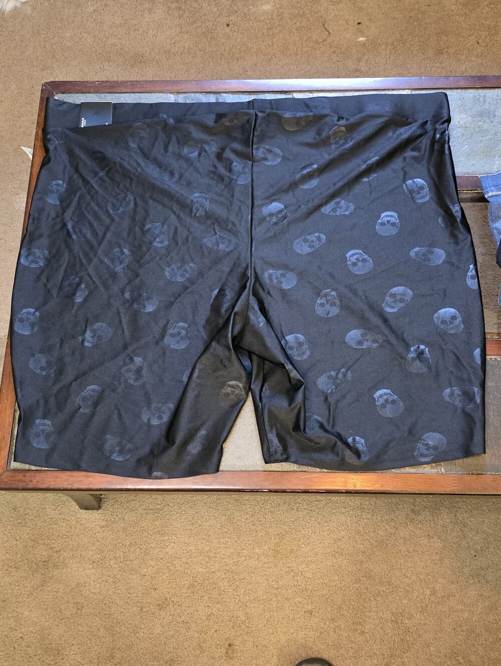 NWT Torrid Size 6 6X Black Embossed Skull Biker Shorts